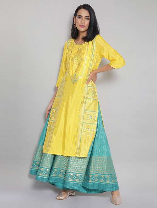 women's straight kurta - 18193238 - Very Small Image - 1