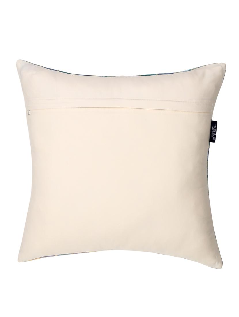 mezposh maverick beige & multi color cotton checkered seating cushion covers (18x18 inch) set of 2 - 18207941 - Zoom Image - 3