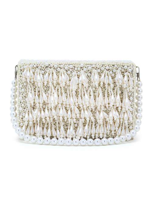 cream faux silk box clutch - 18209758 - Very Small Image - 1