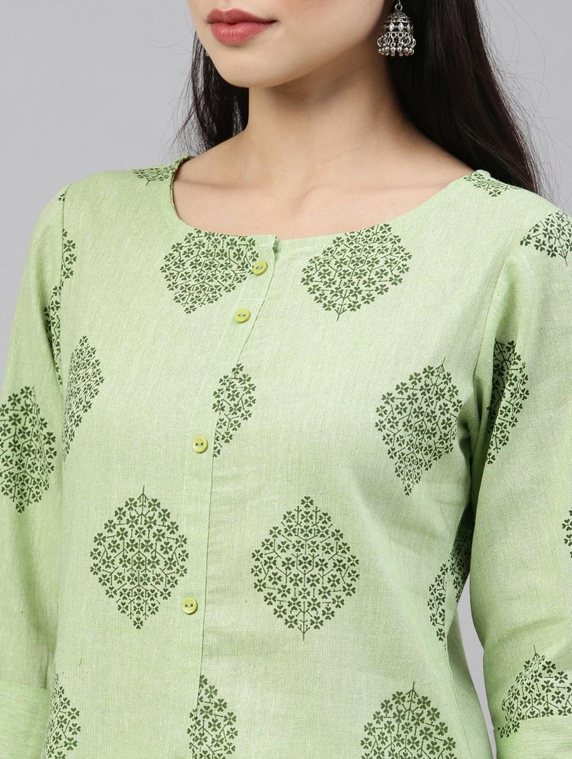 green cotton kurta pant set - 18211143 - Zoom Image - 4