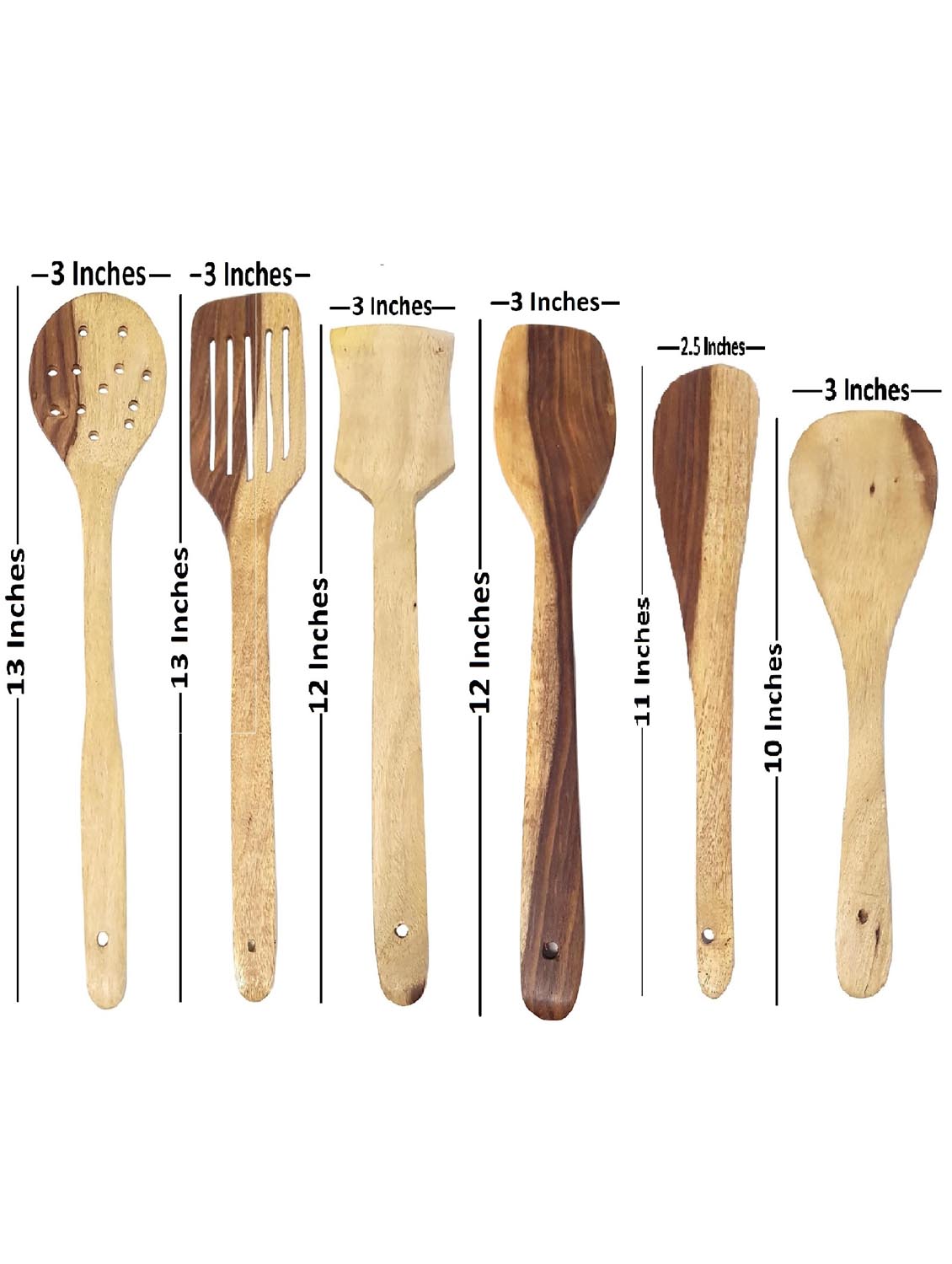 buzykart® wooden ladle set of 6 + 1chakla + 1belan + mortar & petle set - 18218982 - Zoom Image - 3