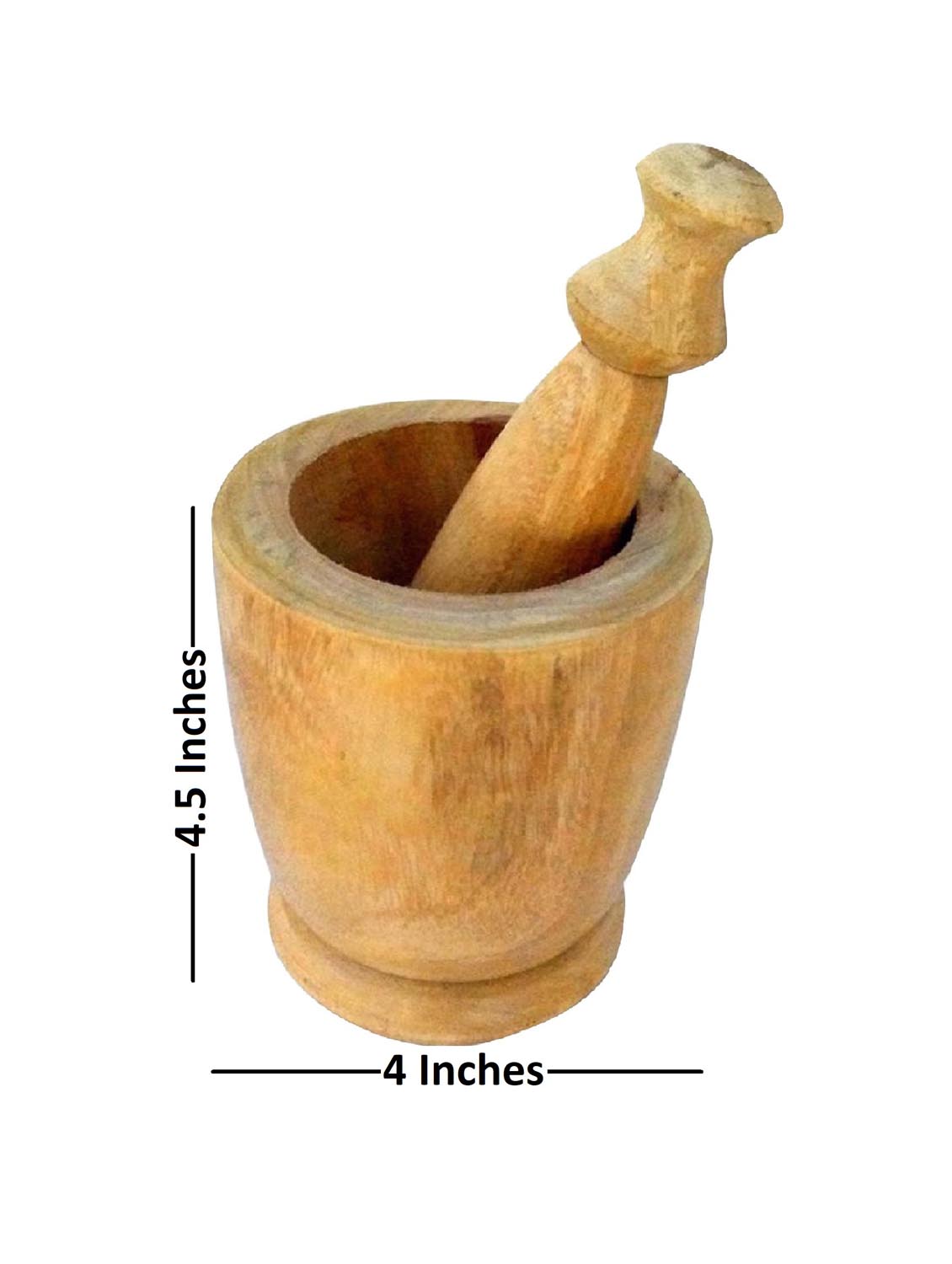 buzykart® wooden spoon set 1 frying, 1 serving, 1 masher, 1 chapati roller, 1 grinder ( brown ) - 18219311 - Standard Image - 3