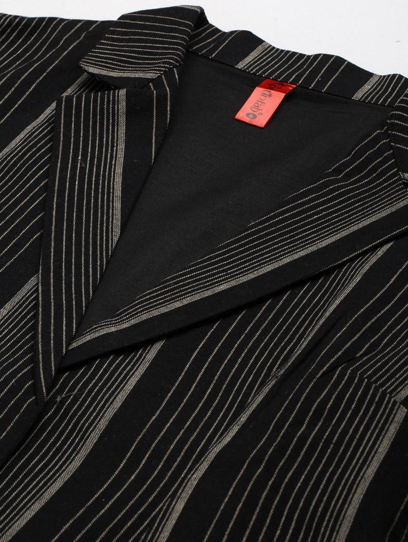 single-breasted lapel-collared striped formal blazer - 18221306 - Standard Image - 5