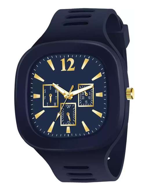 lorenz stylish square blue dial smooth silicon strap addi stylish designer analog watch- blue | mk-3098k - 18227662 - Very Small Image - 1