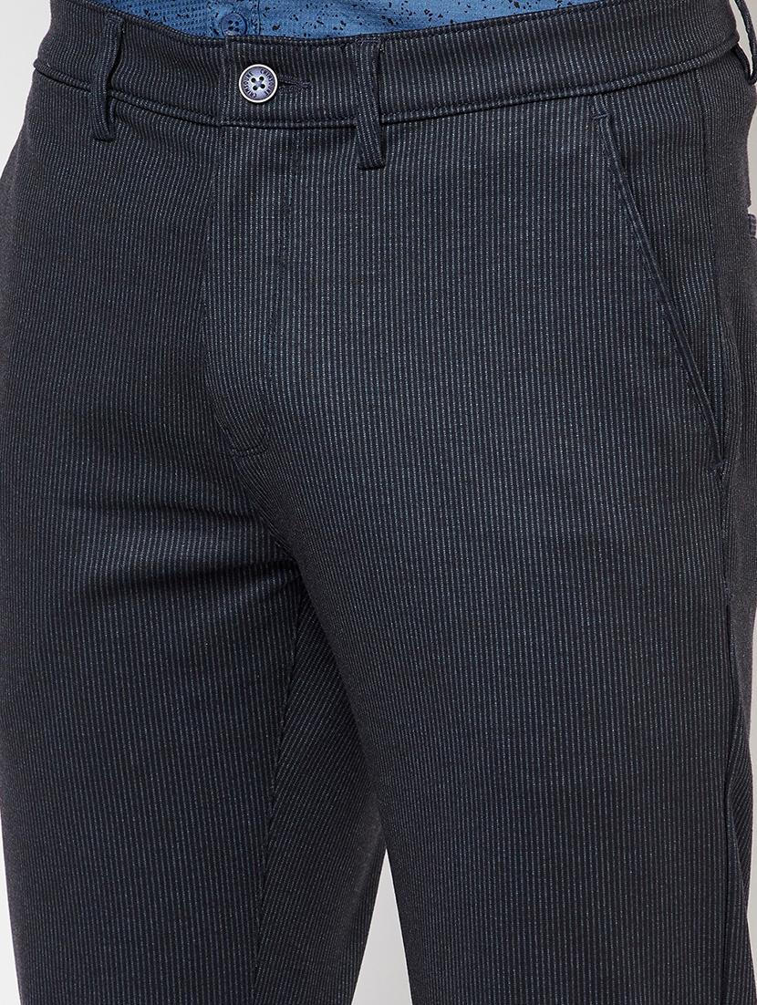 navy blue striped casual trouser - 18228974 - Standard Image - 4