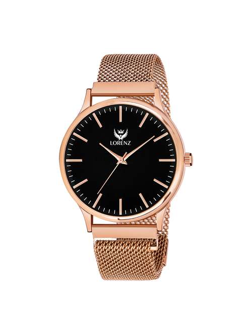 lorenz rosegold analog classy wired mesh megnet band ultra slim watch for men's & boys | mk-3082k - 18244518 - Very Small Image - 1