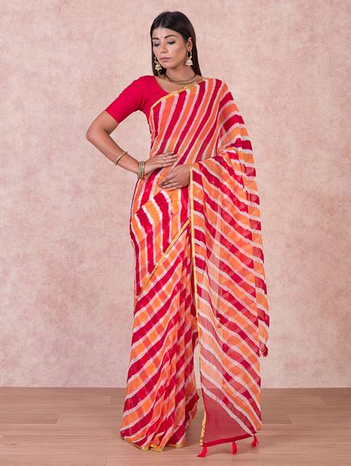 leheriya printed saree  with blouse - 18244623 - Very Small Image - 1