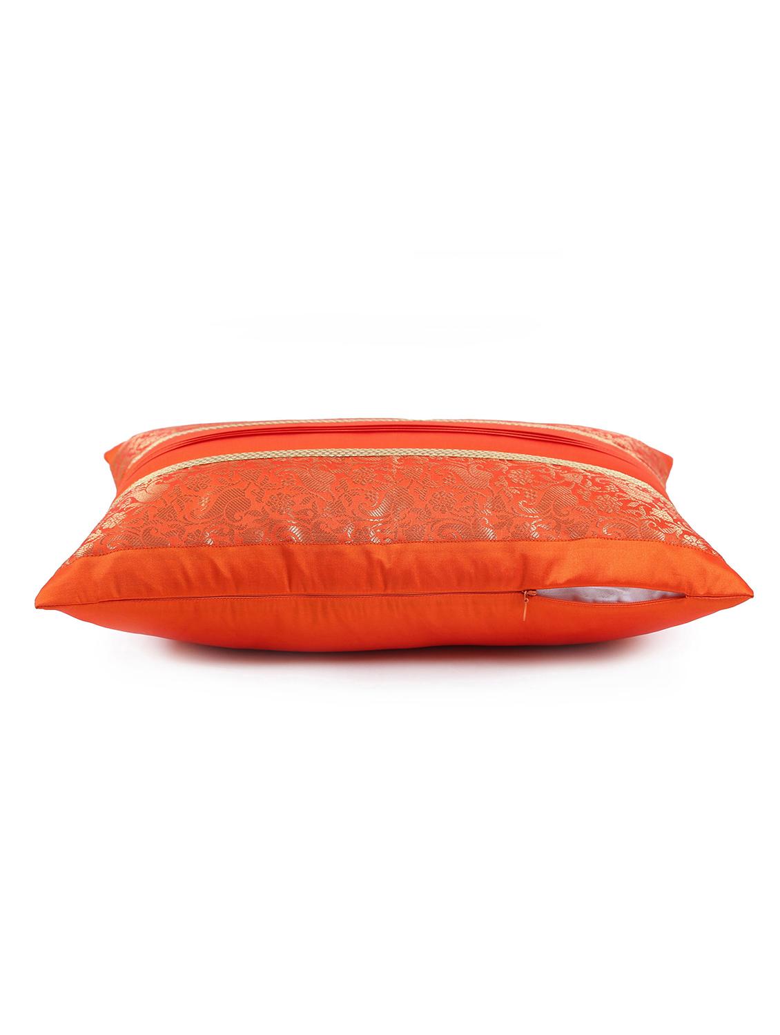 set of 2 red foliage brocade cushion cover with pleats - 18249095 - Zoom Image - 6