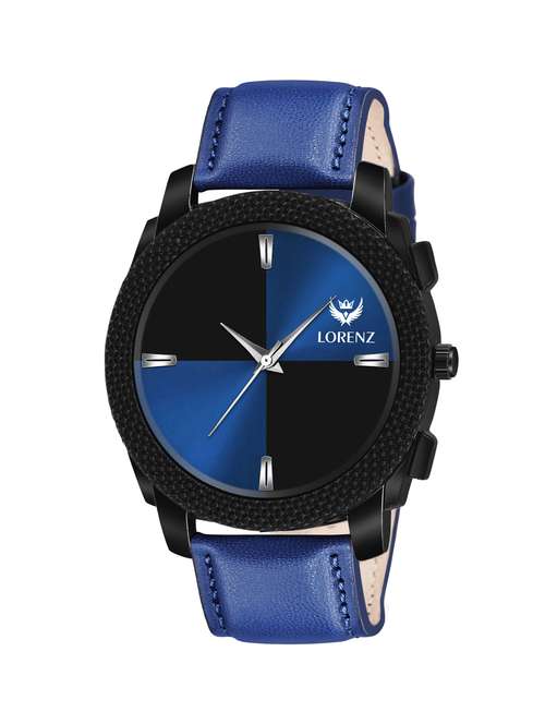 lorenz two tone dial & blue leather strap analogue watch for men | mk-408r - 18253871 - Very Small Image - 1