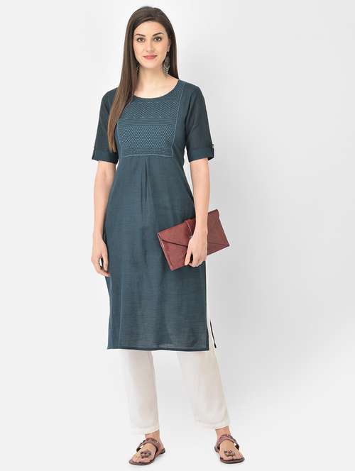 women's straight kurta - 18269232 - Very Small Image - 1