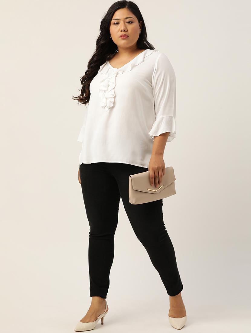 women's straight v neck top - 18271937 - Standard Image - 3