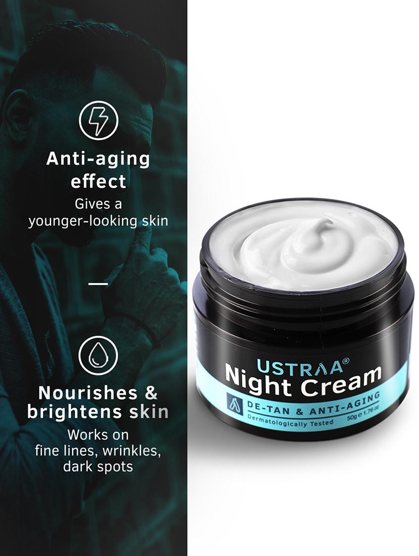 ustraa night cream - de-tan and anti-aging-50g & face wash for dry skin-200g - 18274739 - Standard Image - 5
