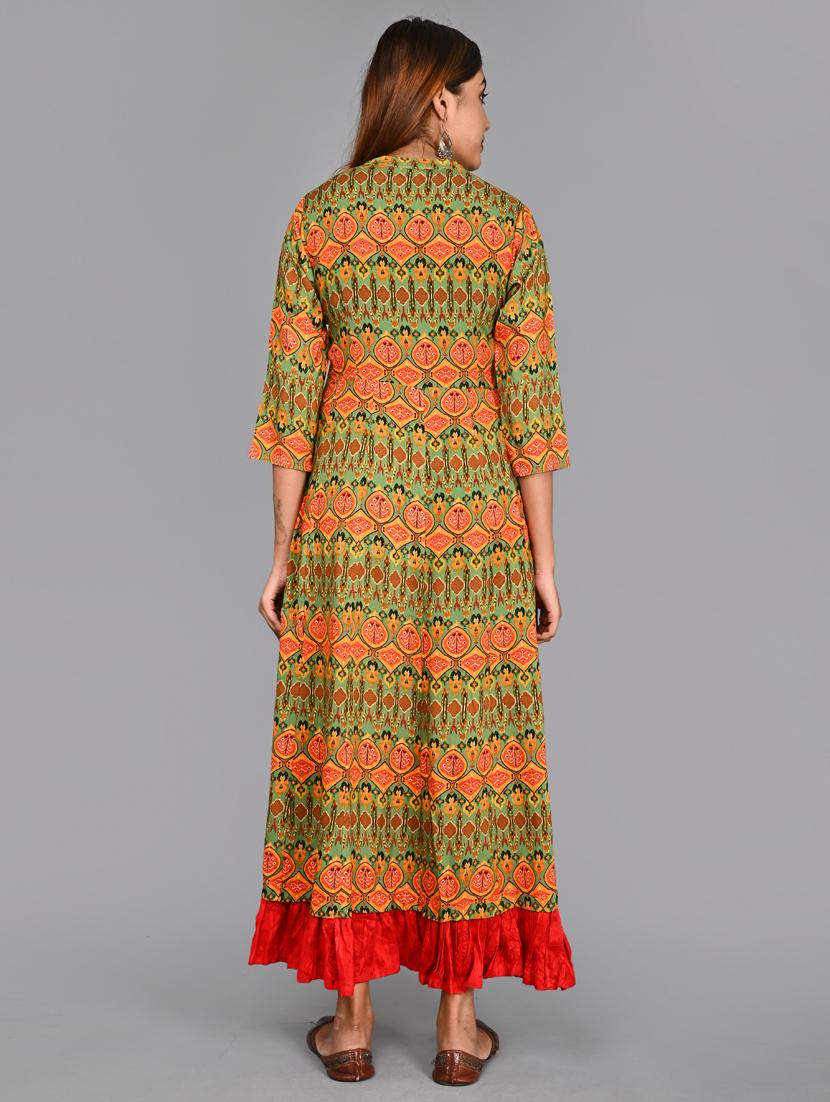 multi colored printed fit & flare gown - 18280705 - Zoom Image - 3