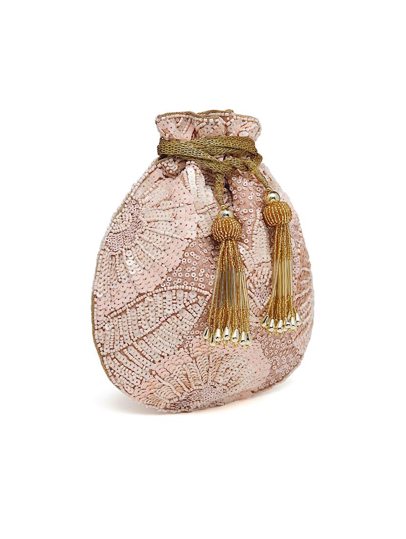 pink sequined regular potli - 18281412 - Zoom Image - 4