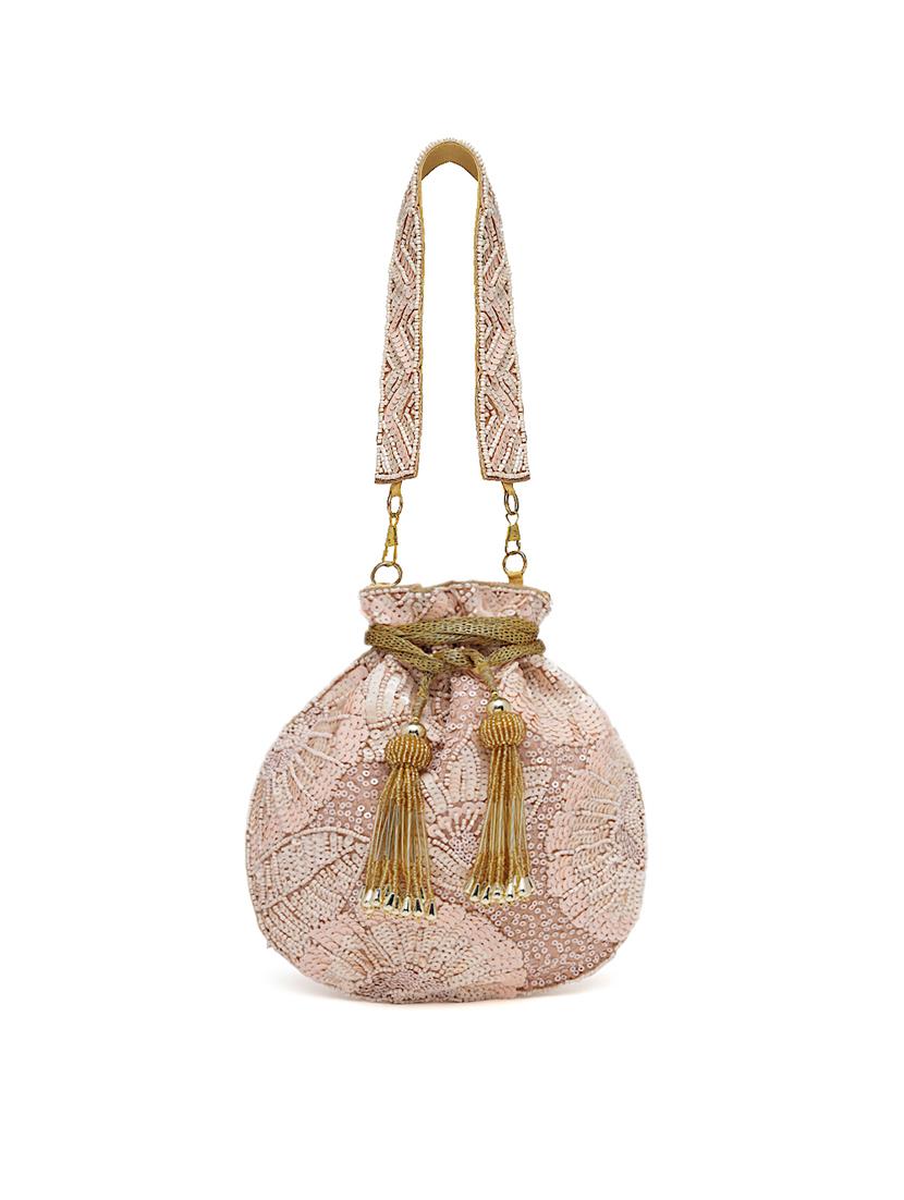 pink sequined regular potli - 18281412 - Zoom Image - 5