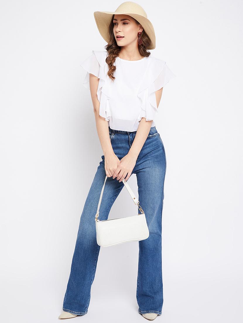 women's white round neck top - 18283636 - Zoom Image - 3