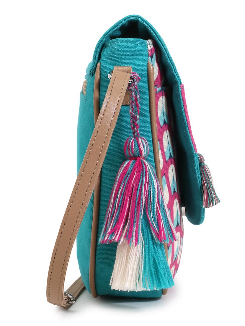 sea green printed tassel detailed sling bag - 18310285 - Zoom Image - 4