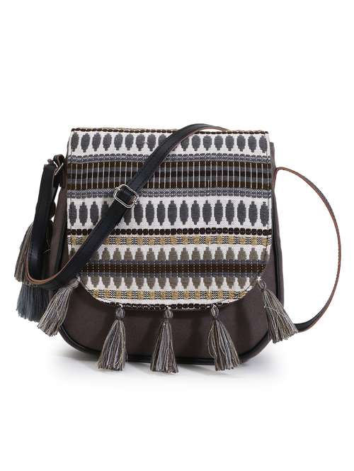 grey printed regular sling bag - 18310292 - Very Small Image - 1