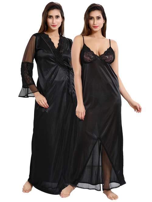 tie front lace detail nightwear set  - 18329019 - Very Small Image - 1