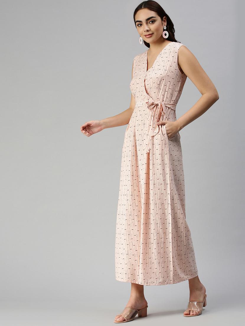 tie front printed full leg jumpsuit - 18336957 - Zoom Image - 2