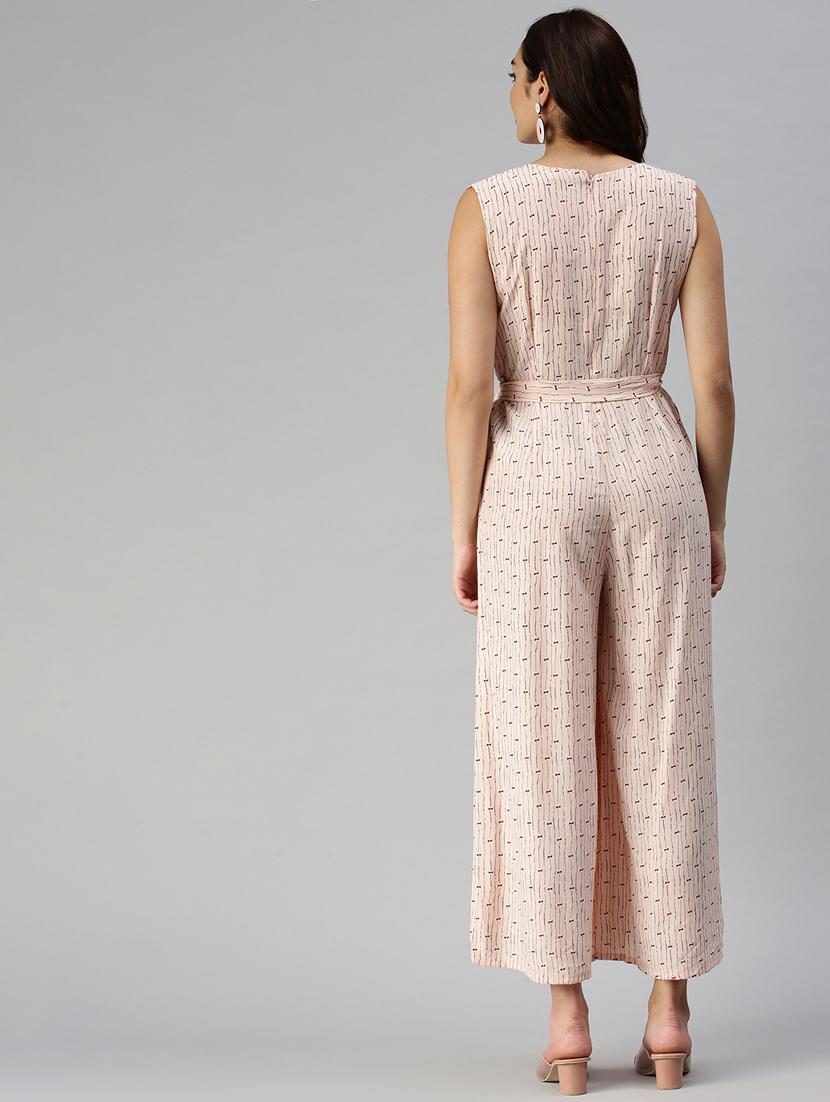 tie front printed full leg jumpsuit - 18336957 - Zoom Image - 3