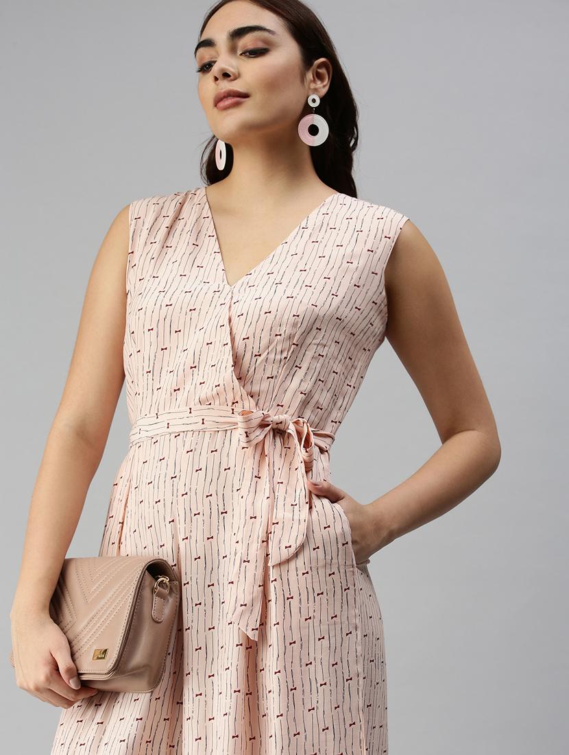 tie front printed full leg jumpsuit - 18336957 - Zoom Image - 5