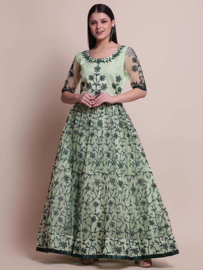 green net semistitched suit - 18346721 - Standard Image - 3