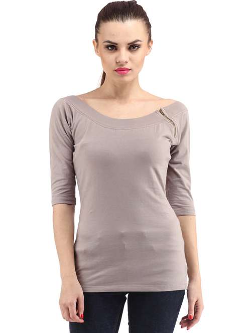 three quarter sleeved solid regular top - 18347446 - Very Small Image - 1
