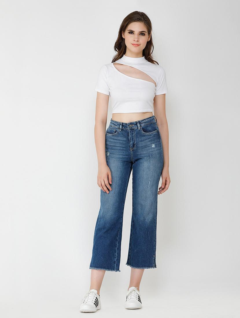 cut out detail crop top - 18347579 - Standard Image - 3