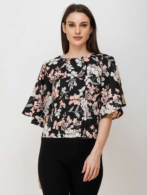 round neck floral print top - 18347723 - Very Small Image - 1