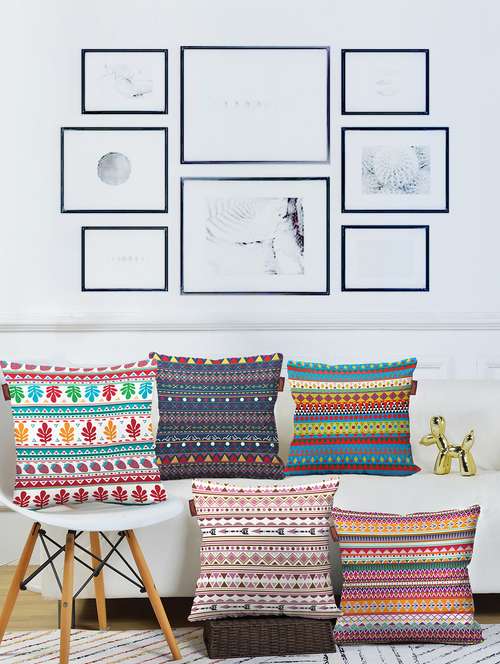 aerohaven set of 5 designer decorative throw pillow/cushion covers - cc138 - (24 inch x 24 inch, multicolour) - 18351130 - Very Small Image - 1