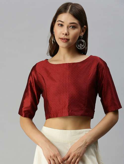 maroon solid blouse - 18360163 - Very Small Image - 1