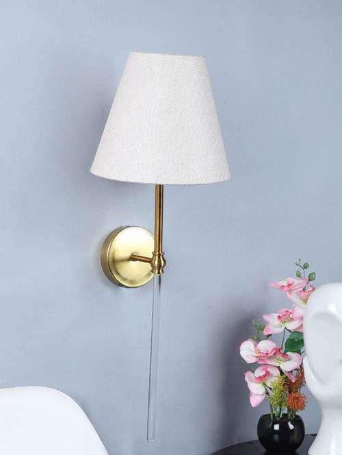 eliante gold iron base white fabric shade wall light - 9201-1w - without bulb - 18369419 - Very Small Image - 1
