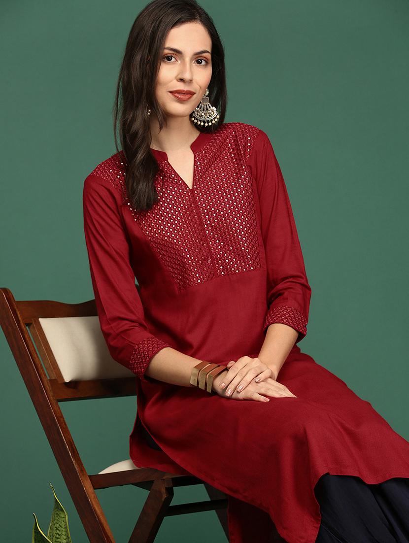 women's straight kurta - 18372795 - Standard Image - 4