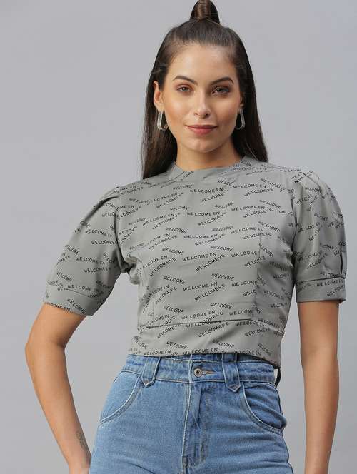 puff sleeved printed regular top - 18392049 - Very Small Image - 1