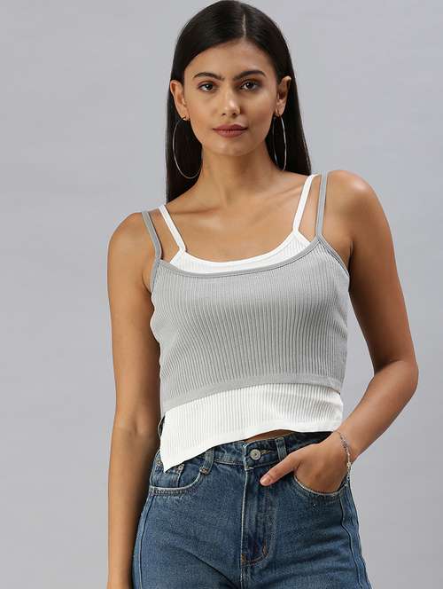 women's straight shoulder strap top - 18392198 - Very Small Image - 1