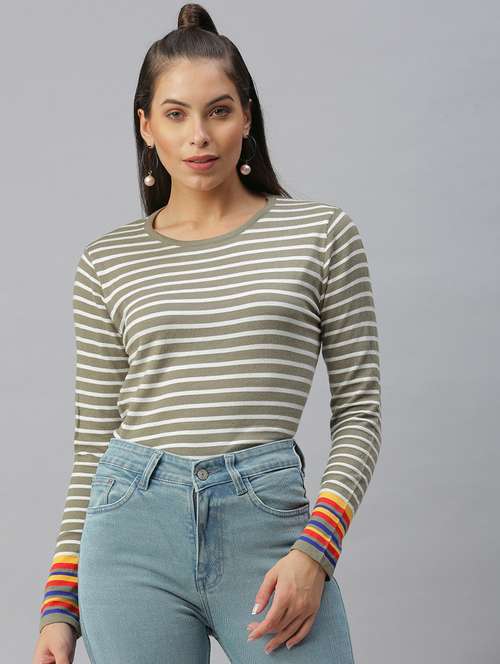 Long Sleeved Striped Regular Top - 18392630 - Very Small Image - 1