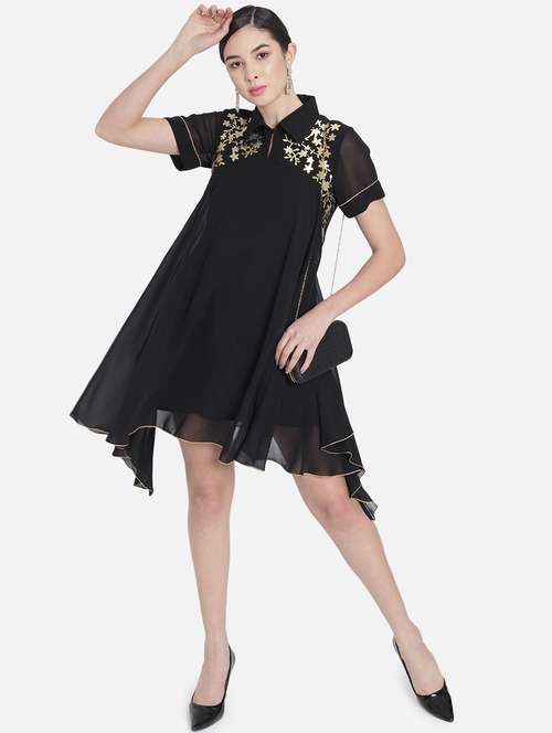 women's asymmetric foil print dress - 18396440 - Very Small Image - 1