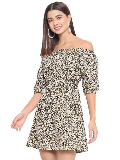 women printed off shoulder dress - 18396456 - Very Small Image - 1