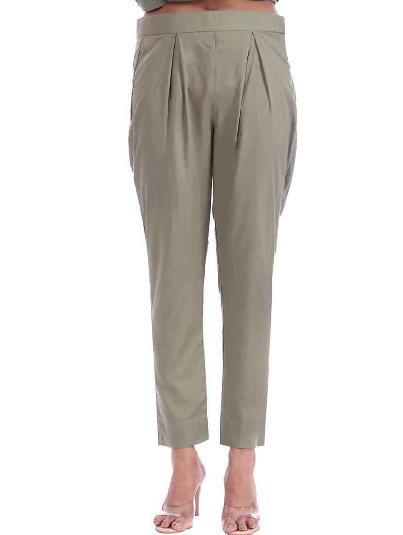 green solid kurta with straight pant set - 18397579 - Standard Image - 5