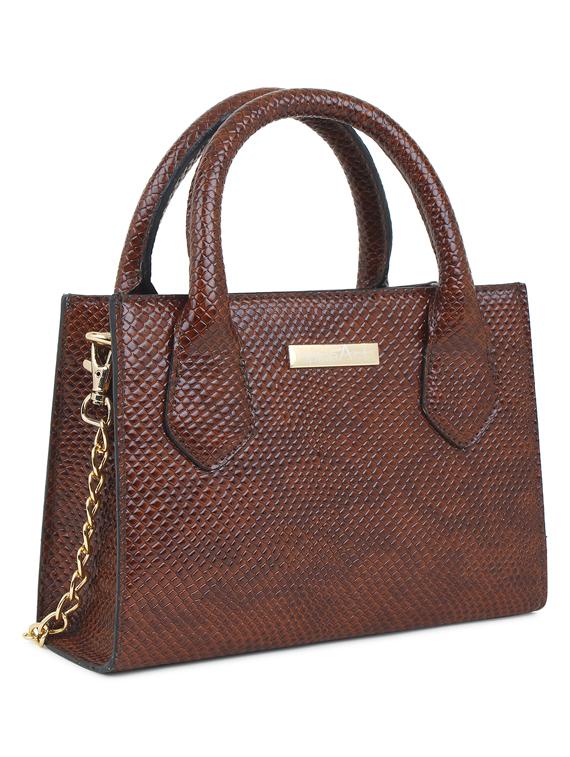 brown textured fashion satchel - 18401178 - Standard Image - 4
