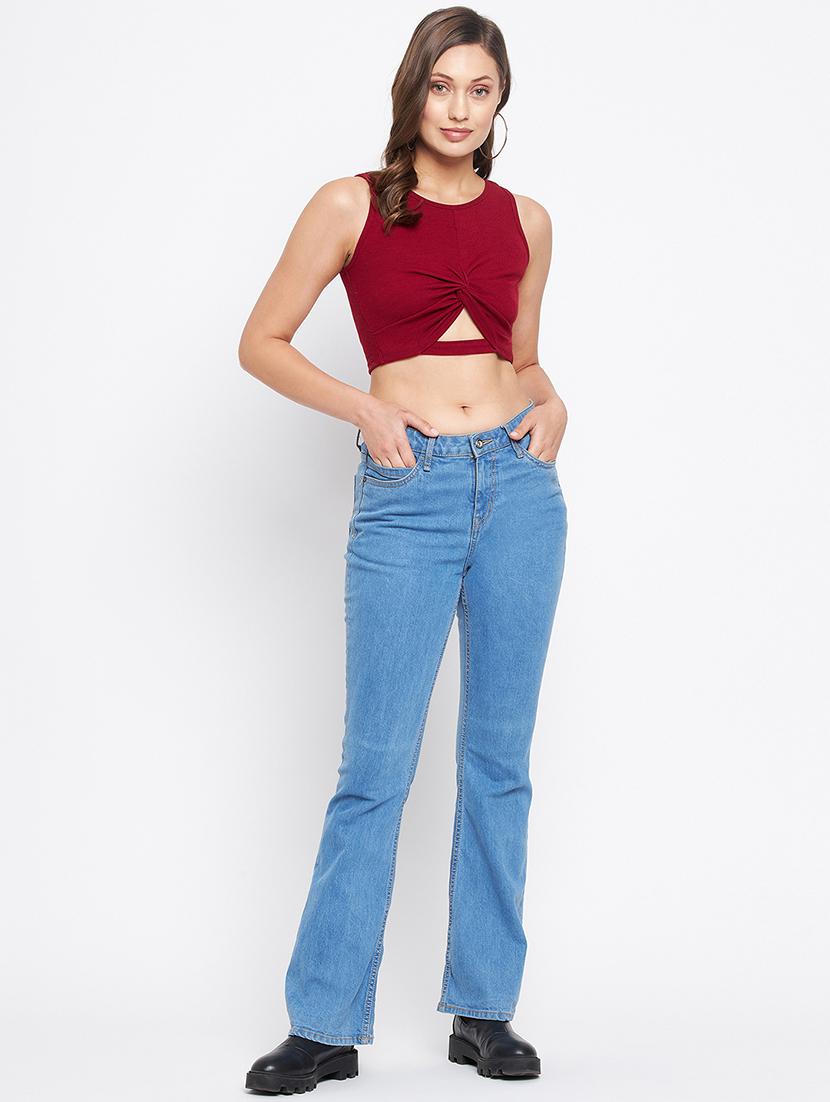 women's crop round neck top - 18402540 - Standard Image - 3