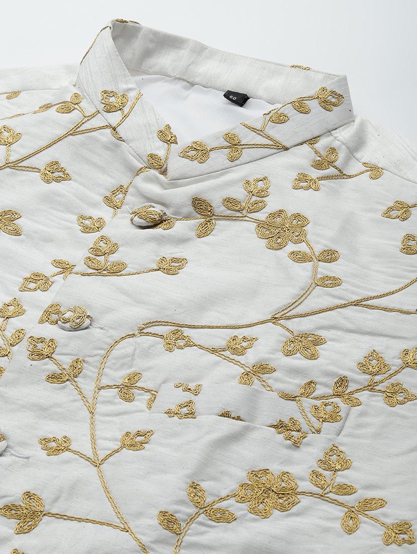 white embroidered nehru jacket - 18409632 - Standard Image - 5