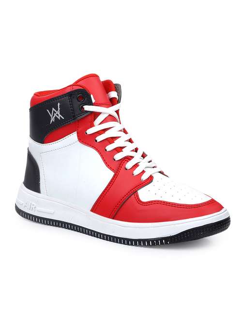 red pu lace up sneakers - 18413055 - Very Small Image - 1