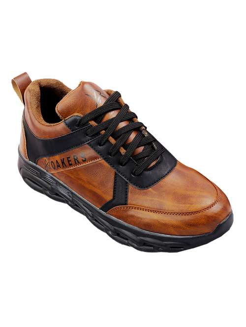 brown pu lace up sneakers - 18413071 - Very Small Image - 1