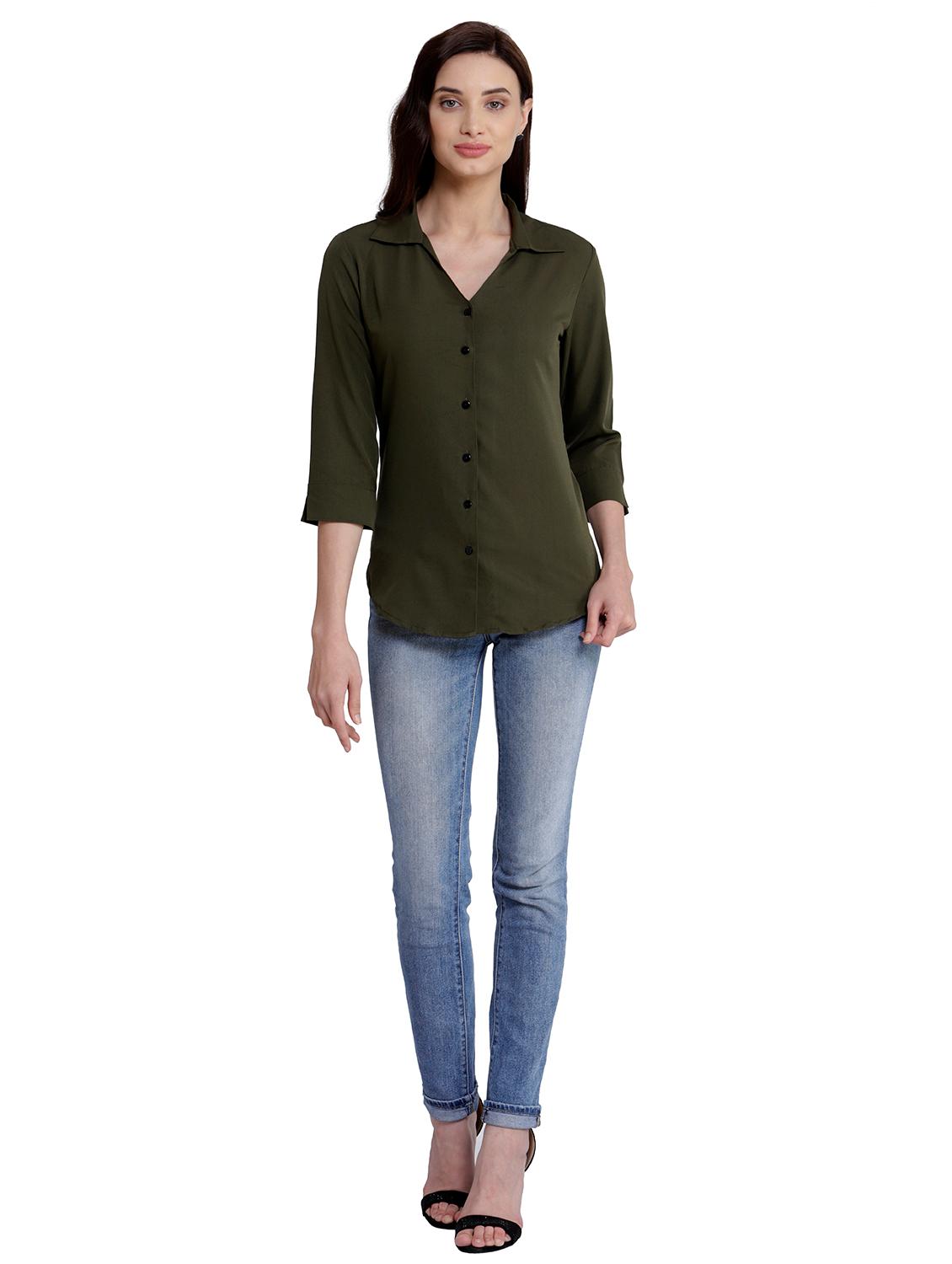 curved hem solid shirt - 18422516 - Zoom Image - 3