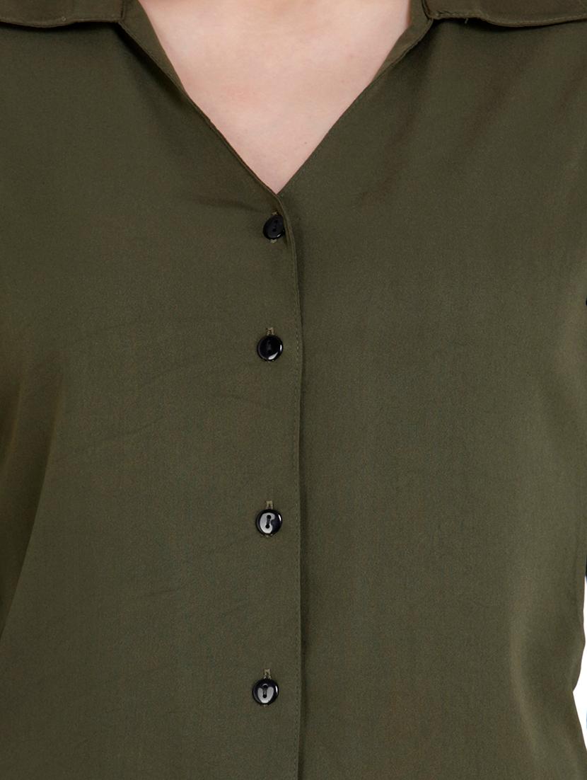 curved hem solid shirt - 18422516 - Standard Image - 4