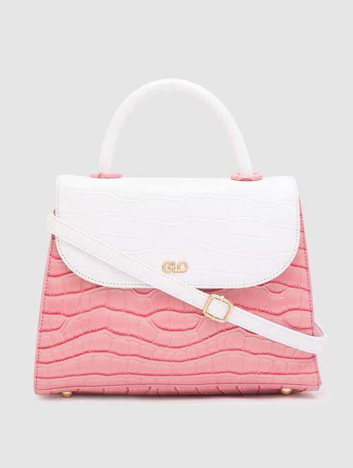 pink textured regular handbag - 18424334 - Very Small Image - 1