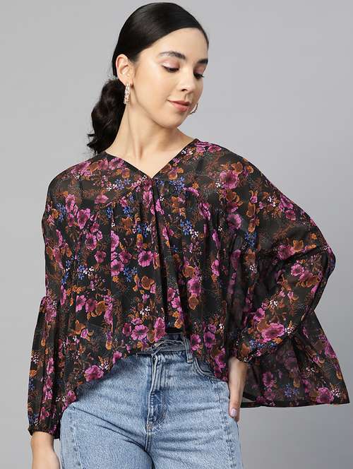 women's asymmetric v neck top - 18443492 - Very Small Image - 1