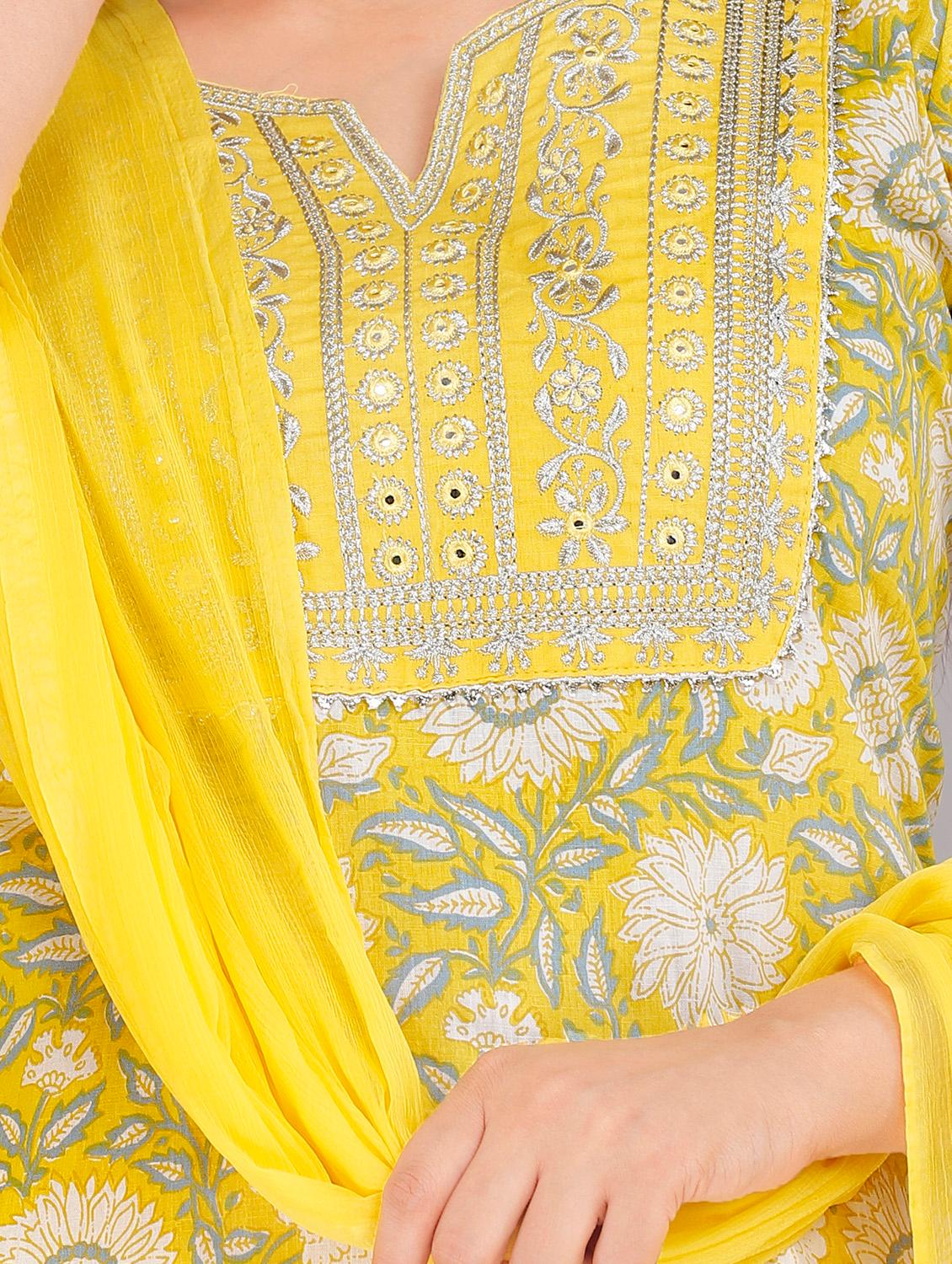 floral printed kurta pant set with dupatta - 18445365 - Zoom Image - 4